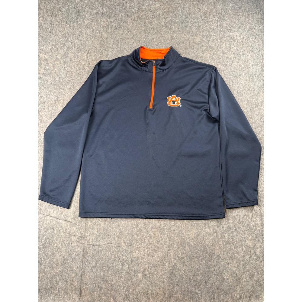 Colosseum Auburn Tigers Mens Large Navy‎ Blue Orange Quarter Zip Pullover L